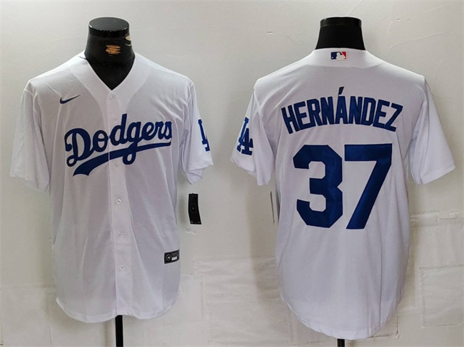 Los Angeles Dodgers #37 Teoscar Hern??ndez White Cool Base Stitched Jersey - Click Image to Close